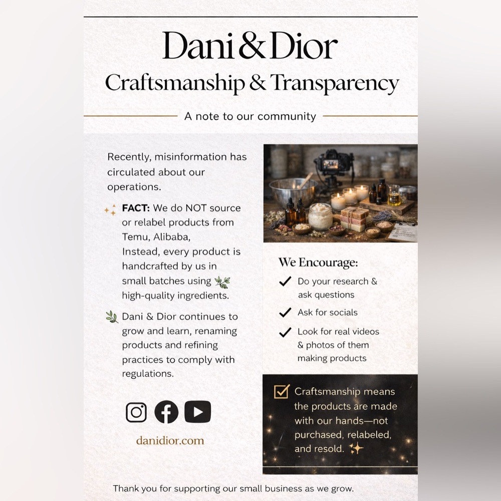 🤍 A Note on Transparency & Craftsmanship at Dani & Dior 🤍 - Picture 1 of 2